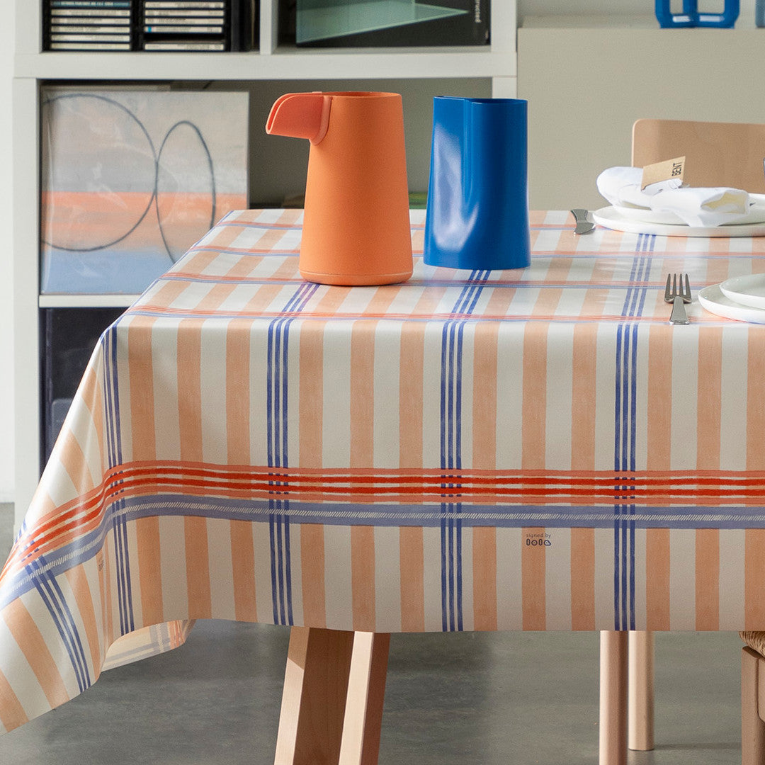 Tea Milady? Salmon – Lola voksdug med stribet design, hjørne