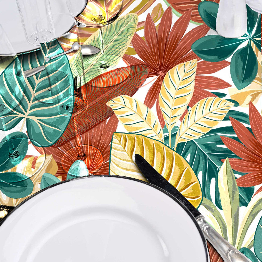 Textilia Ardenia - Voksdug med dekorativt bladmønster, nærbillede