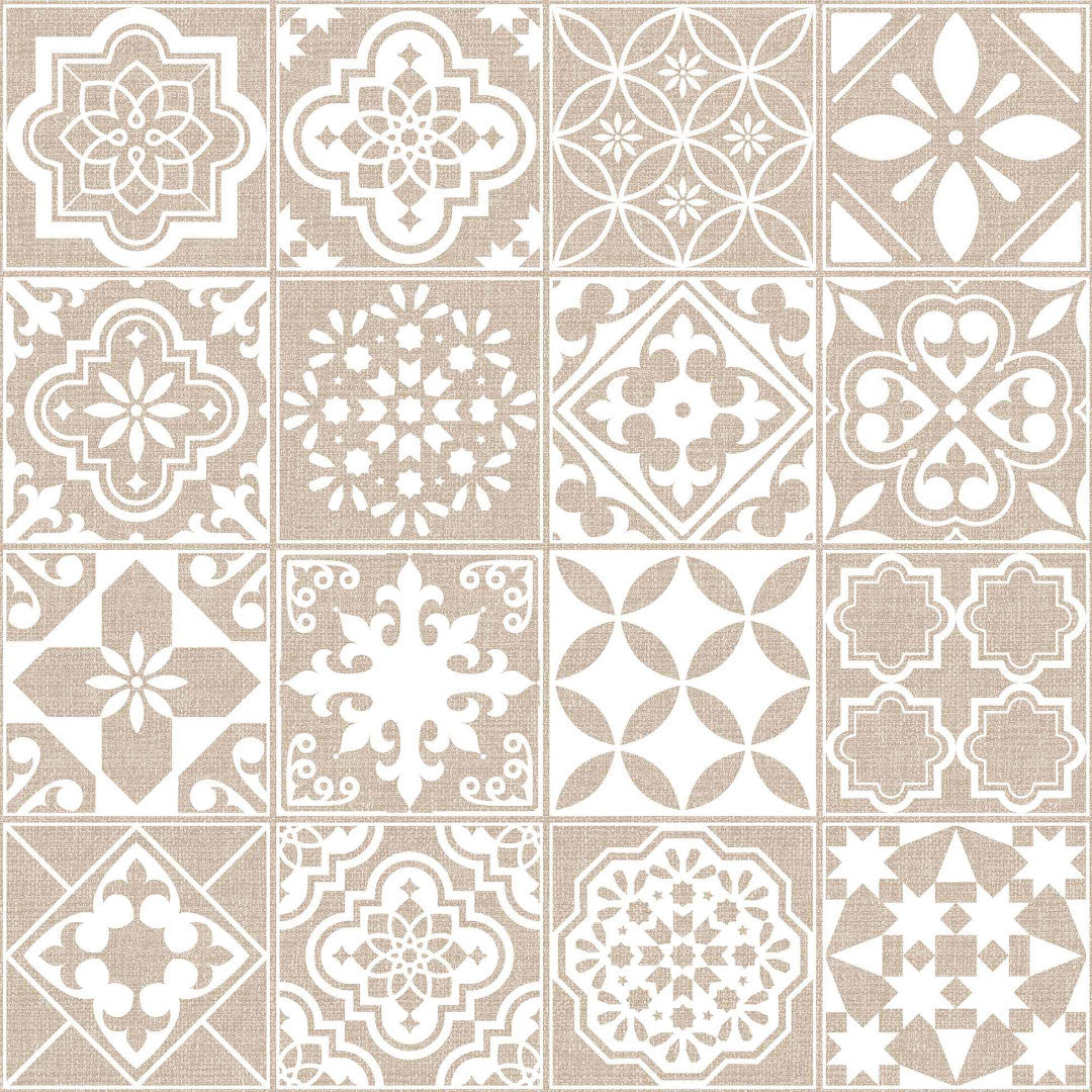 Textilia Carella - Voksdug med klassisk flisemønsteri naturlige toner, moenster