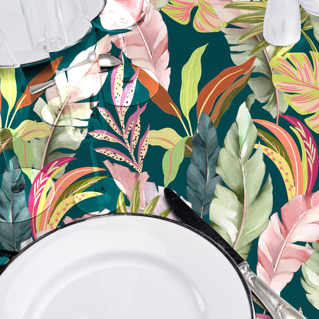 Textilia Galapao - Voksdug med frodigt bladmønster, nærbillede