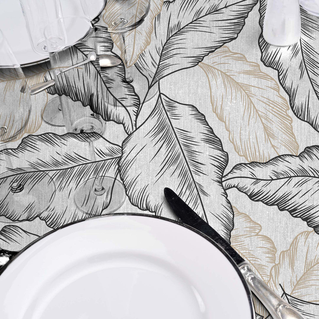 Textilia Glitter Arbena - Voksdug med store håndtegnede blade, detaljer