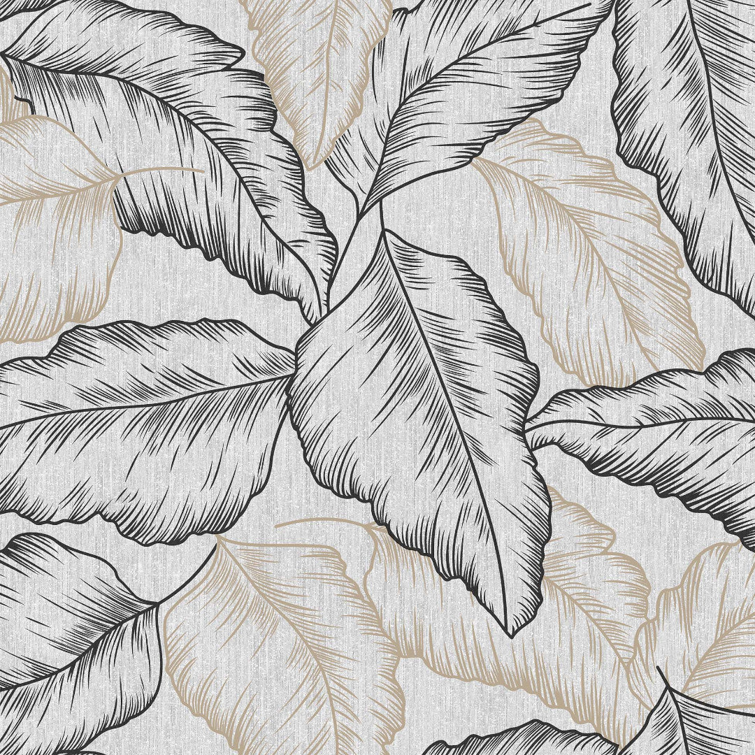 Textilia Glitter Arbena - Voksdug med store håndtegnede blade, mønster