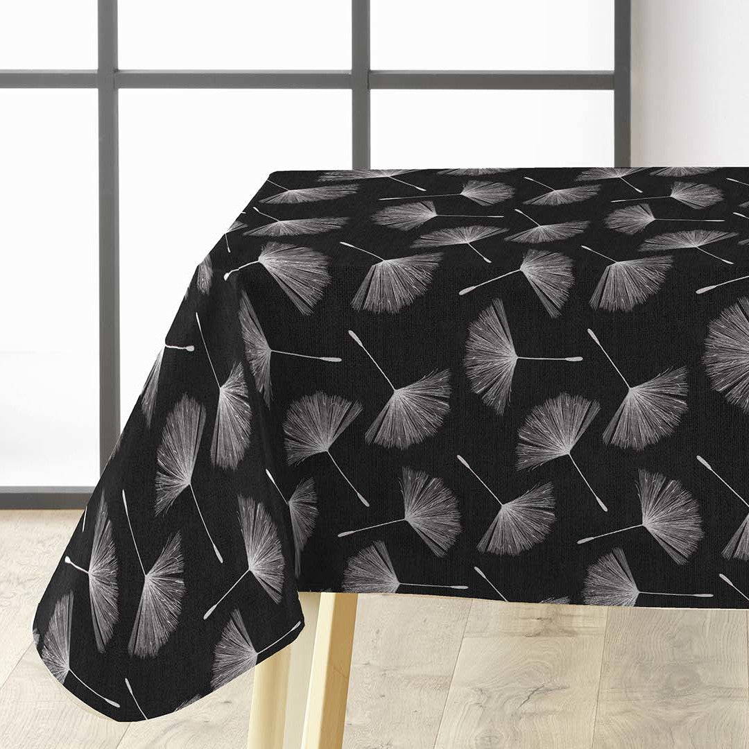 Textilia Glitter Auxine - Voksdug med blomstermotiv i sølvtryk, hjørne