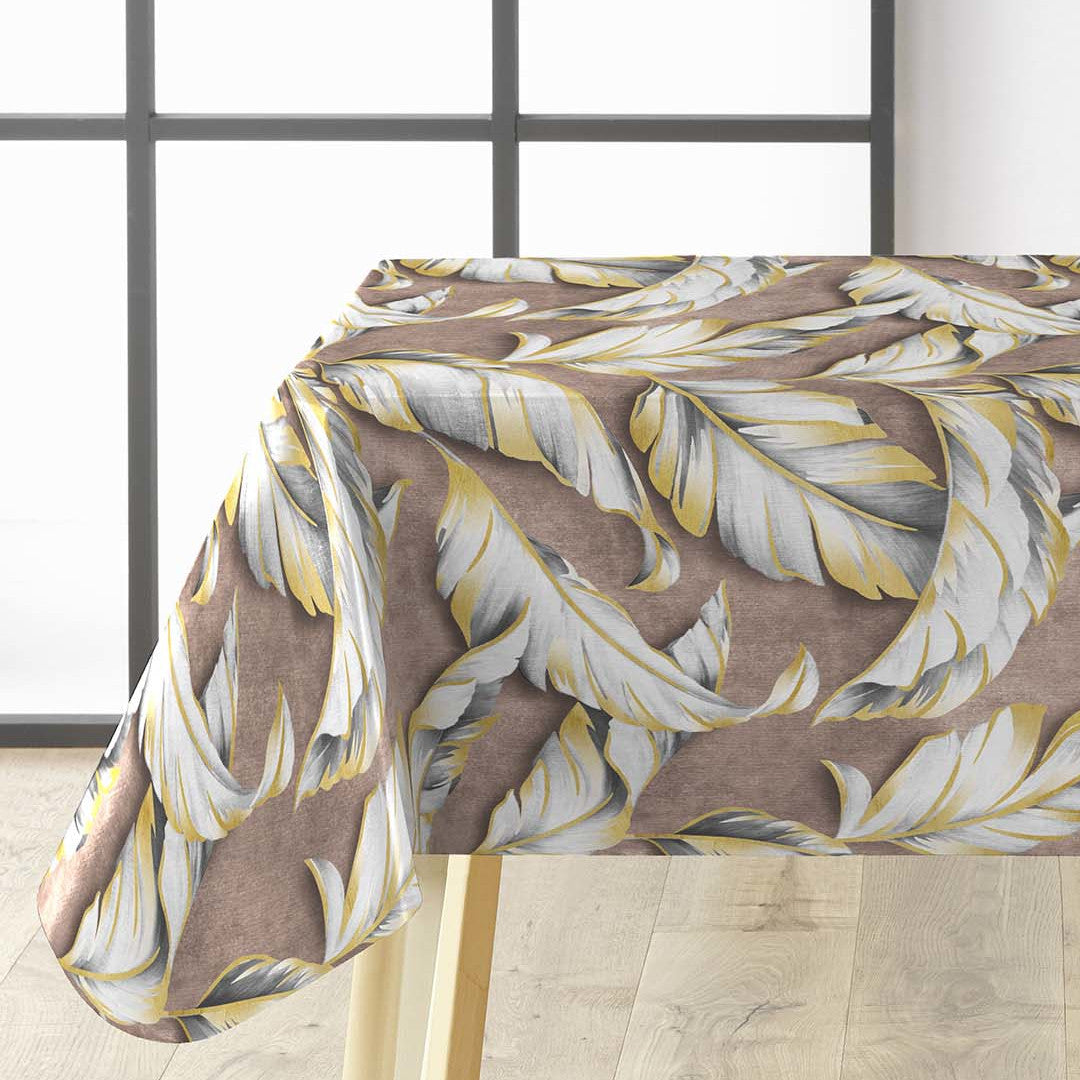 Textilia Glitter Ebany Choco – Voksdug med blade og diskret glimmer, hjørne