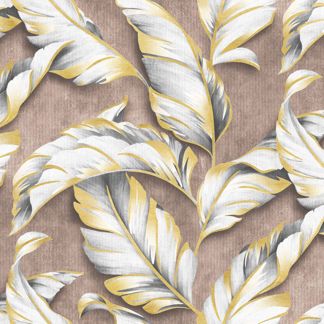 Textilia Glitter Ebany Choco – Voksdug med blade og diskret glimmer, mønster