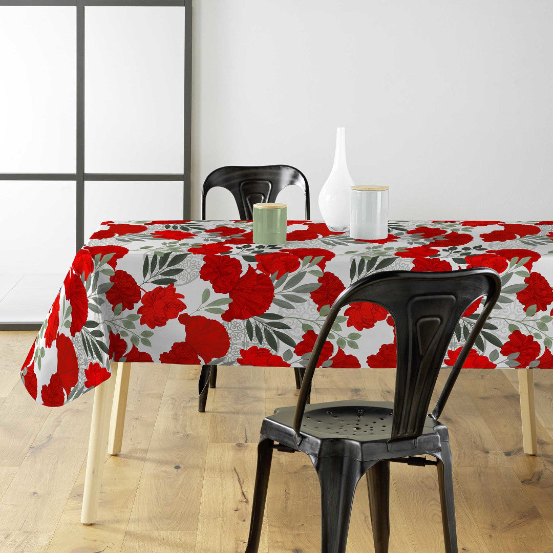 Textilia Occitanie - Fantastisk voksdug med røde blomster, miljø