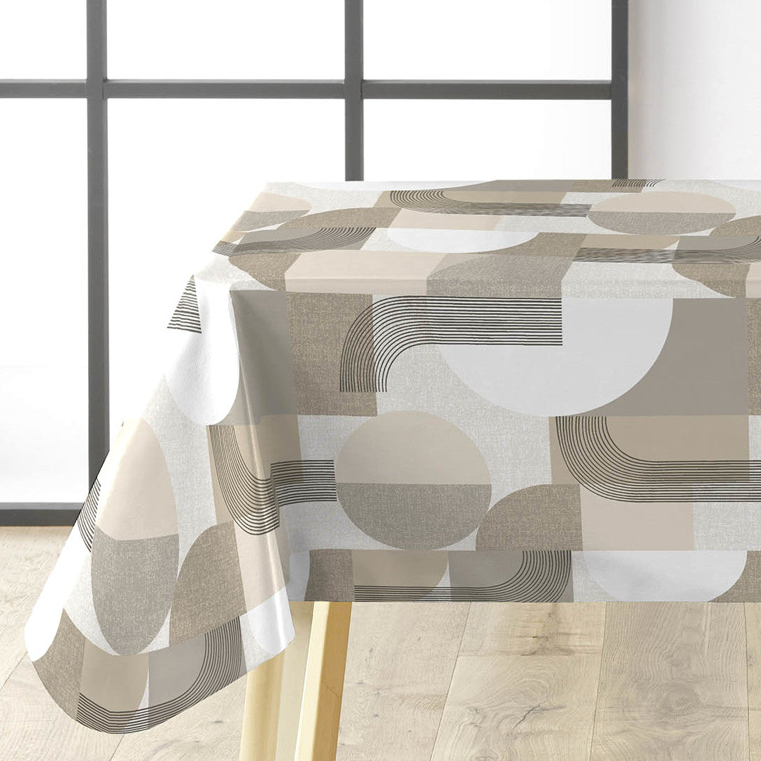 Travis Naturel - Voksdug med grafiske former i neutrale nuancer, hjørne