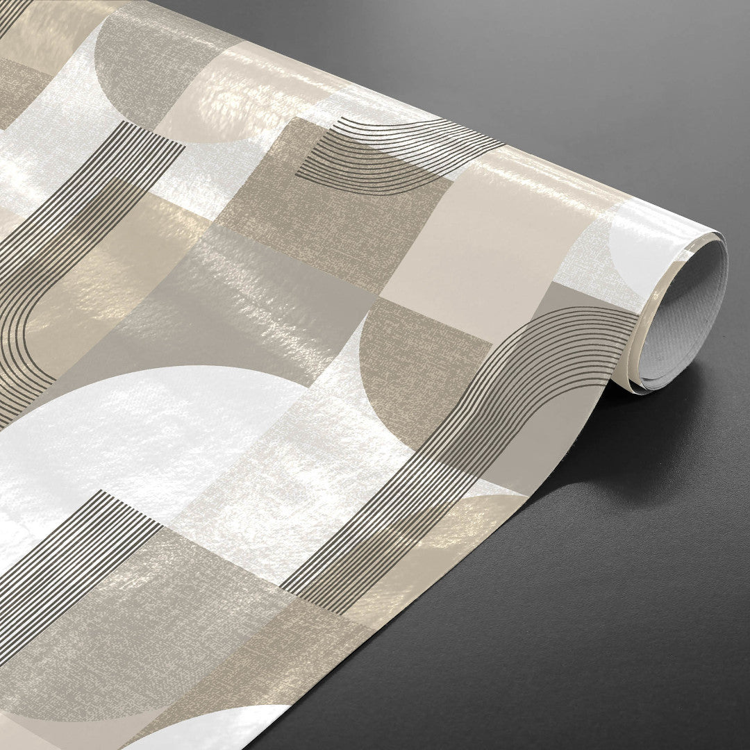 Travis Naturel - Voksdug med grafiske former i neutrale nuancer, rullet