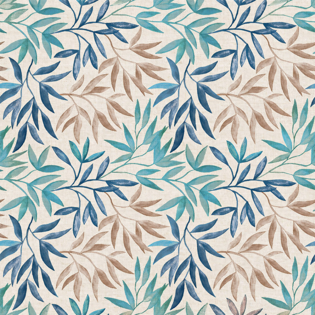 Valeria Blå – Akryldug med dekorativt bladmotiv, motiv