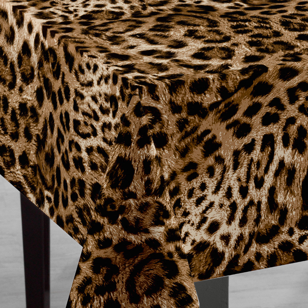 Voksdug Leopard Luxe – Eksotisk borddækning med dyreprint, hjørne