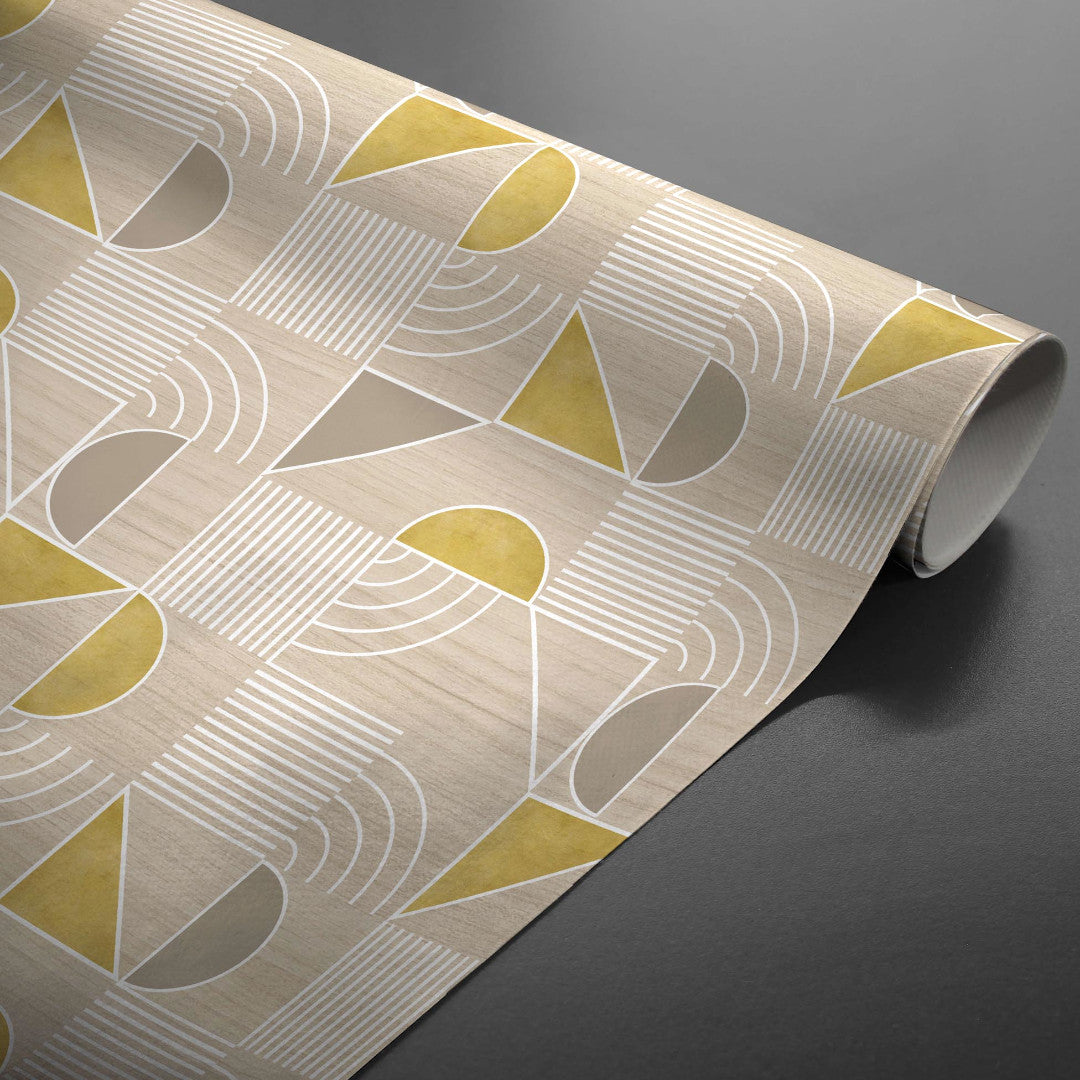 Zelda Luxury Natural - Voksdug med grafisk mønster, rullet