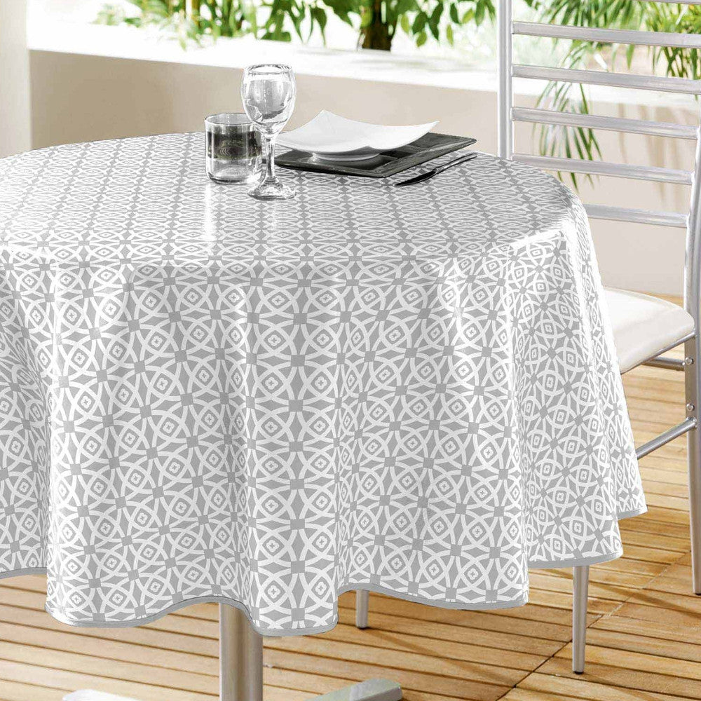 Abaca grå - Rund voksdug ca. Ø 155 cm