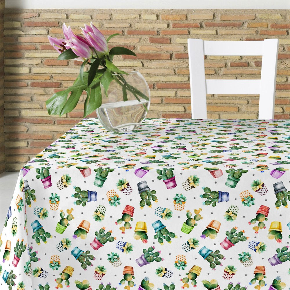 Betagende kaktusser - Akryldug med kaktusser i skønneste farver, 140 cm