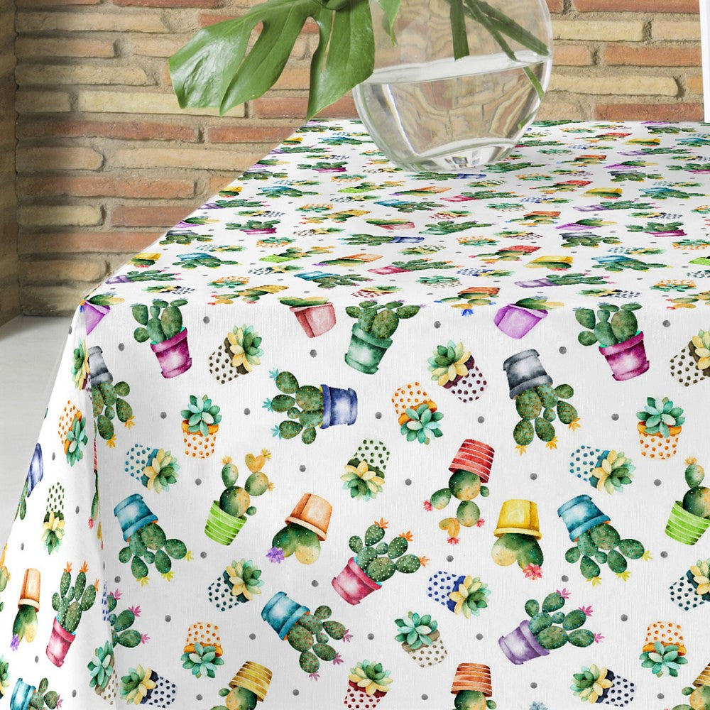 Betagende kaktusser - Akryldug med kaktusser i skønneste farver, 140 cm