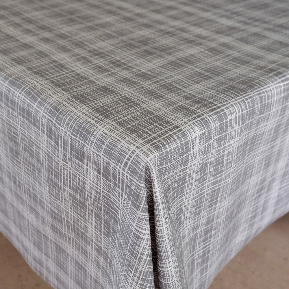 Flow Grey - Flot akryldug med enkelt streg mønster, 140 cm