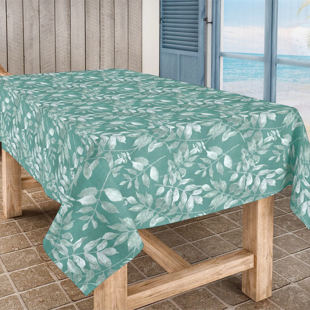 Foppa - Akryldug med blade på herlige blålige farver, 160 cm