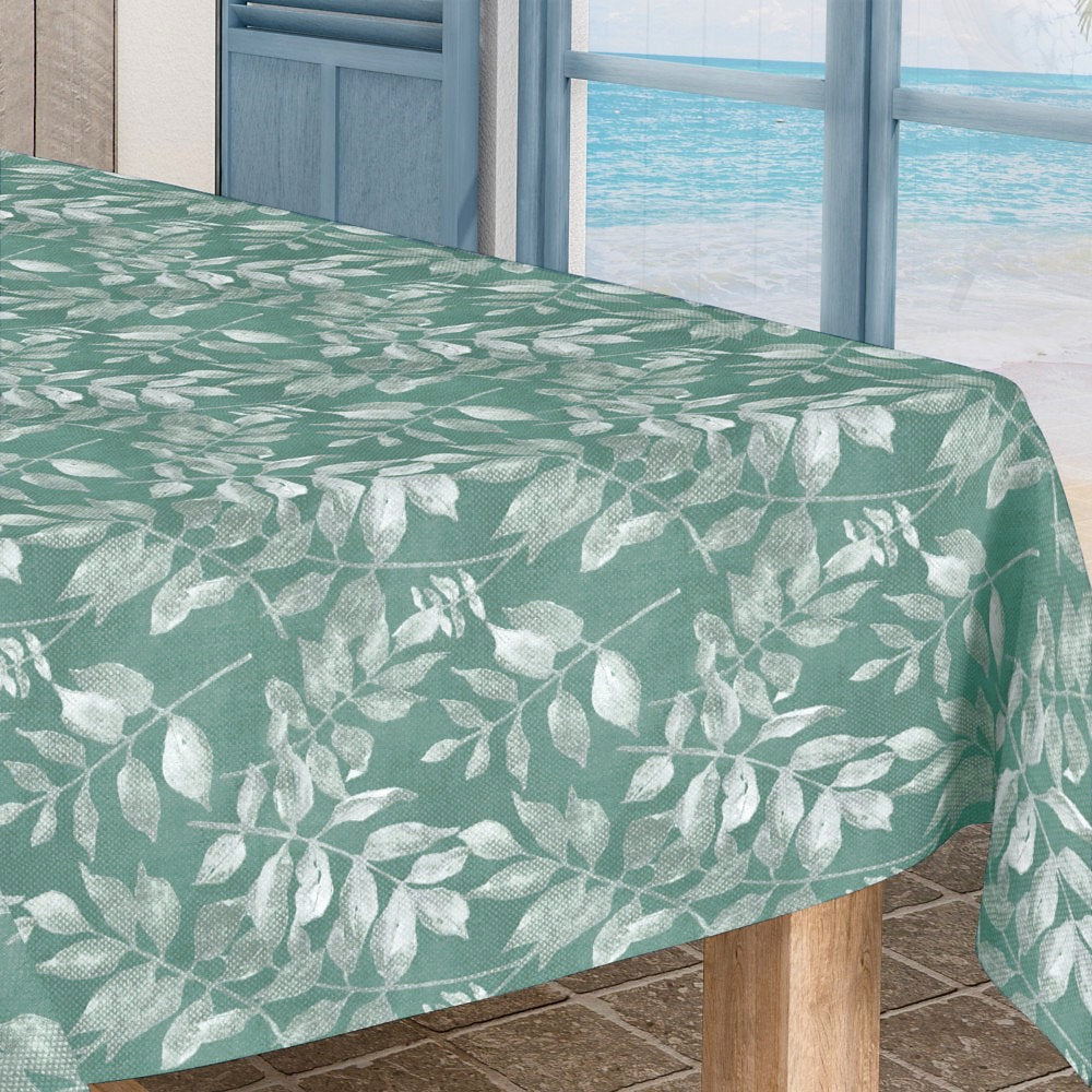 Foppa - Akryldug med blade på herlige blålige farver, 140 cm