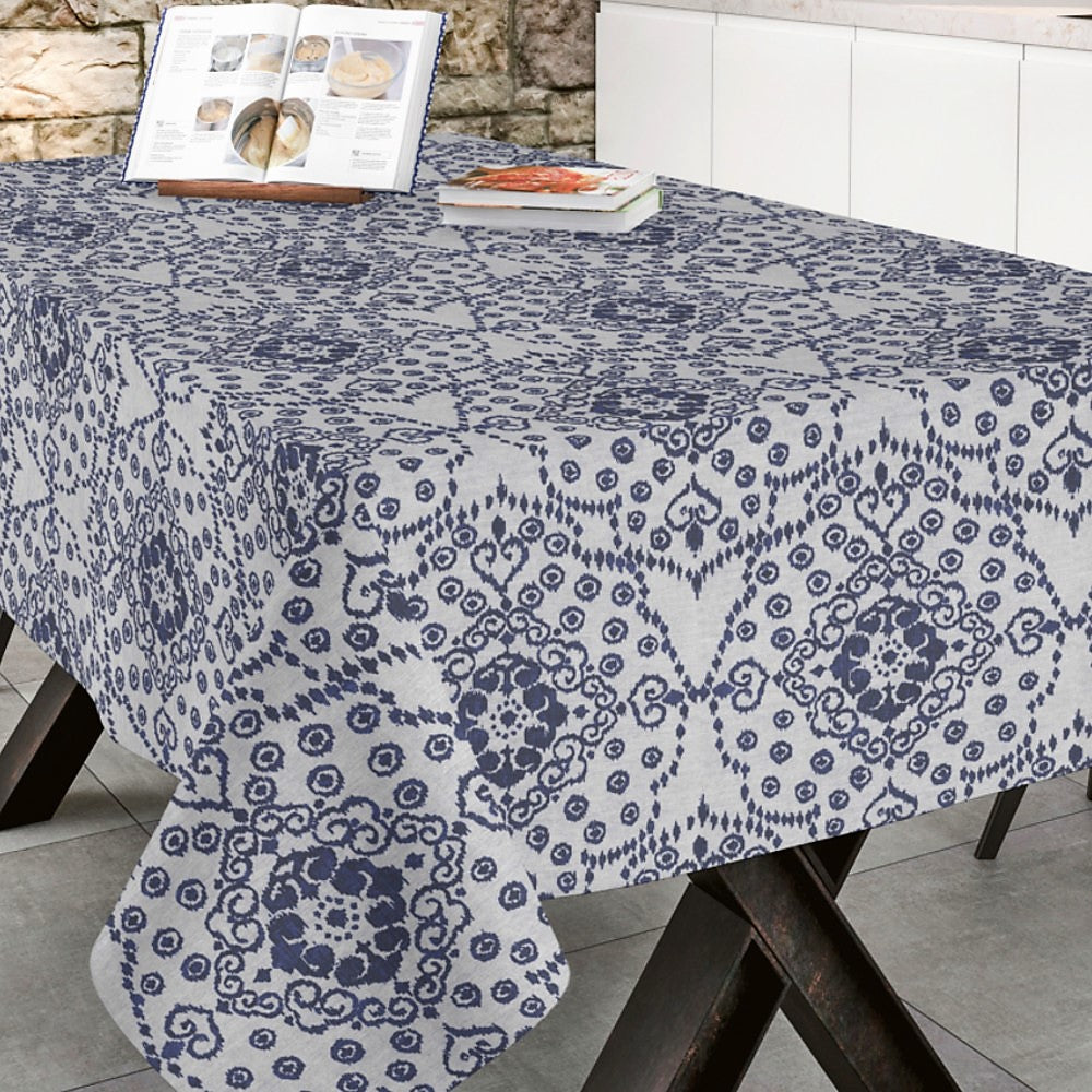 LÆNGDE: 3,1 meter - Giotto Jeans - Akryldug med mandala mønster i blå