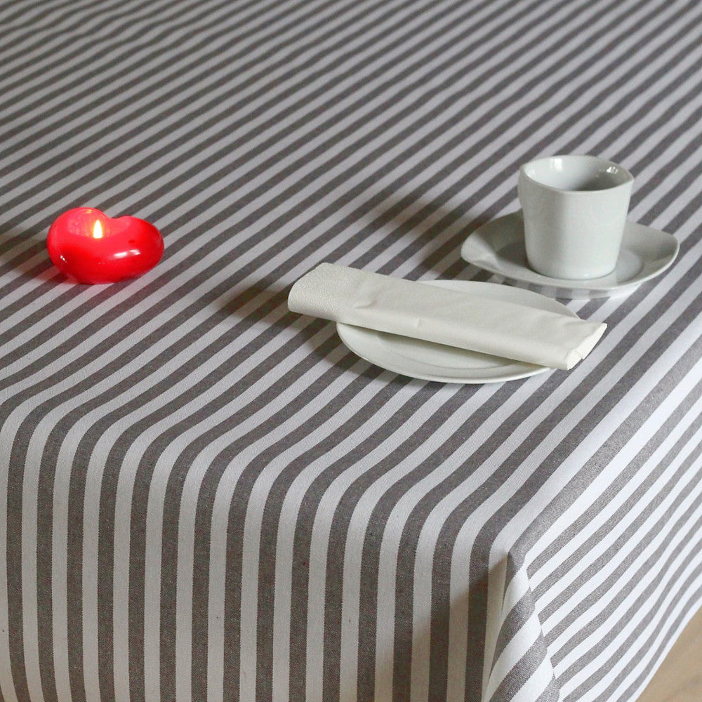 Akryldug i hørlook med striber i grå