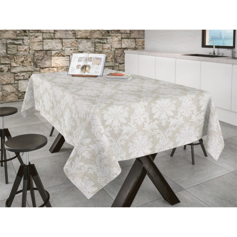 Bury Lino beige - Jacquardvævet akryldug, 180 cm