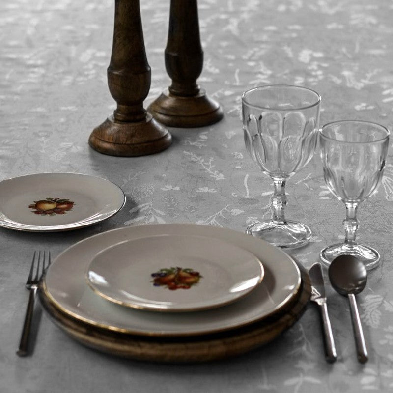 Lorrain grå, jacquard vævet akryldug, 180 cm bred