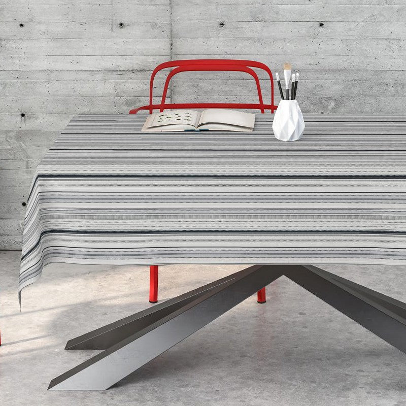 Jasper Johns, akryldug med striber i grålige toner, 160 cm bred