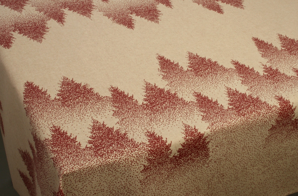 Juledug Graner Rød, akryldug med flot grafisk landskab