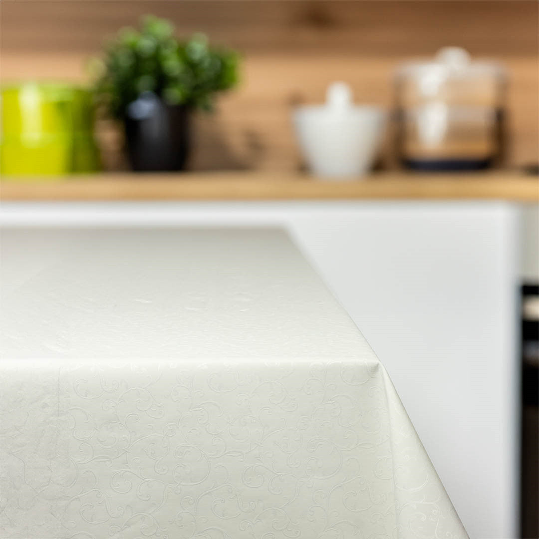 Akryldug med scala mønster i hvid - Hel rulle = ca. 18 m