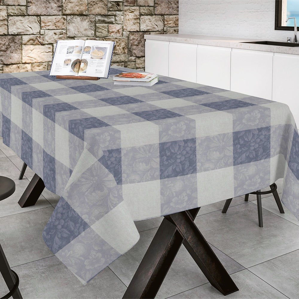 Millet Gris - Akryldug Chrysantemum i kvadrater grå