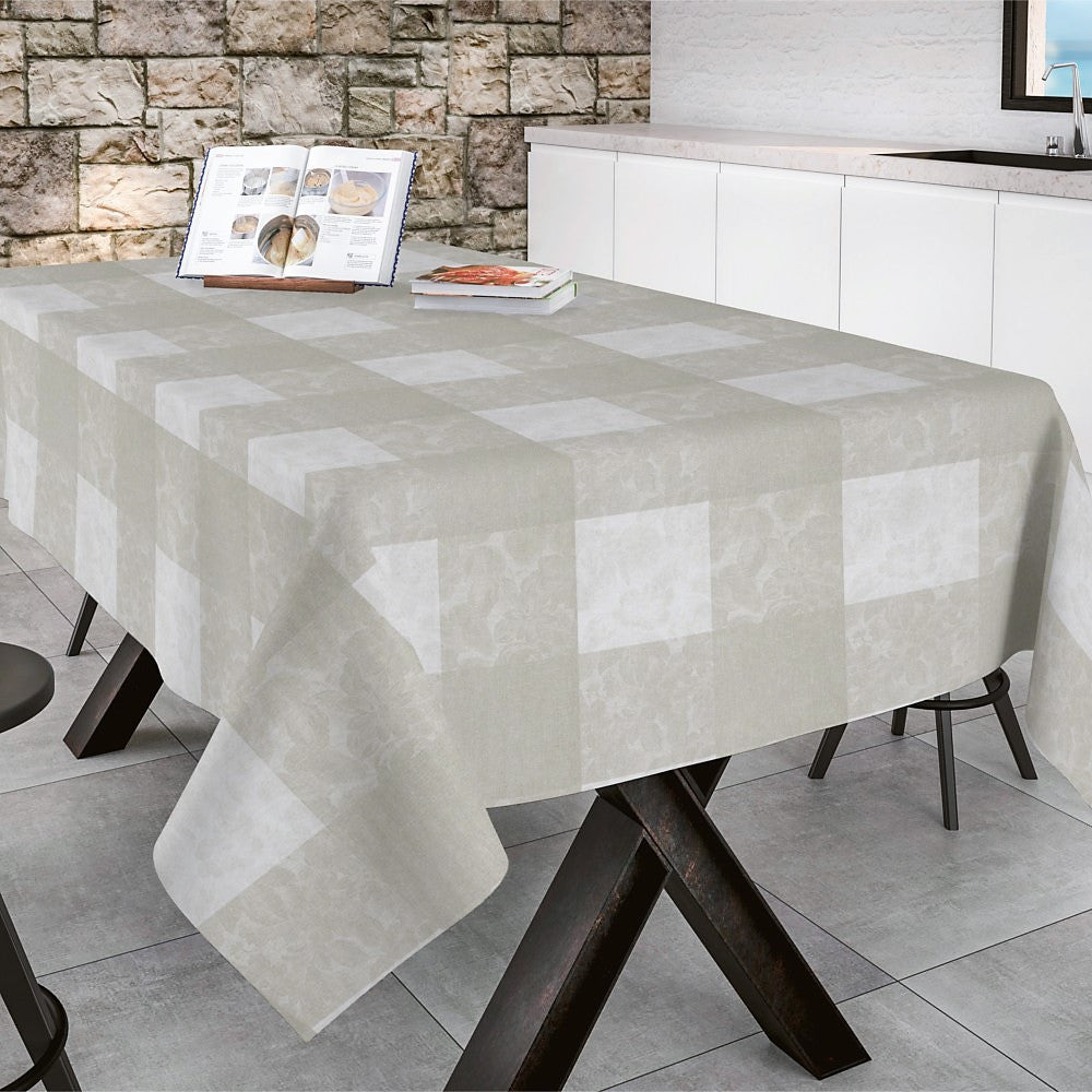 Millet Blanco - Akryldug Chrysantemum i kvadrater hvid