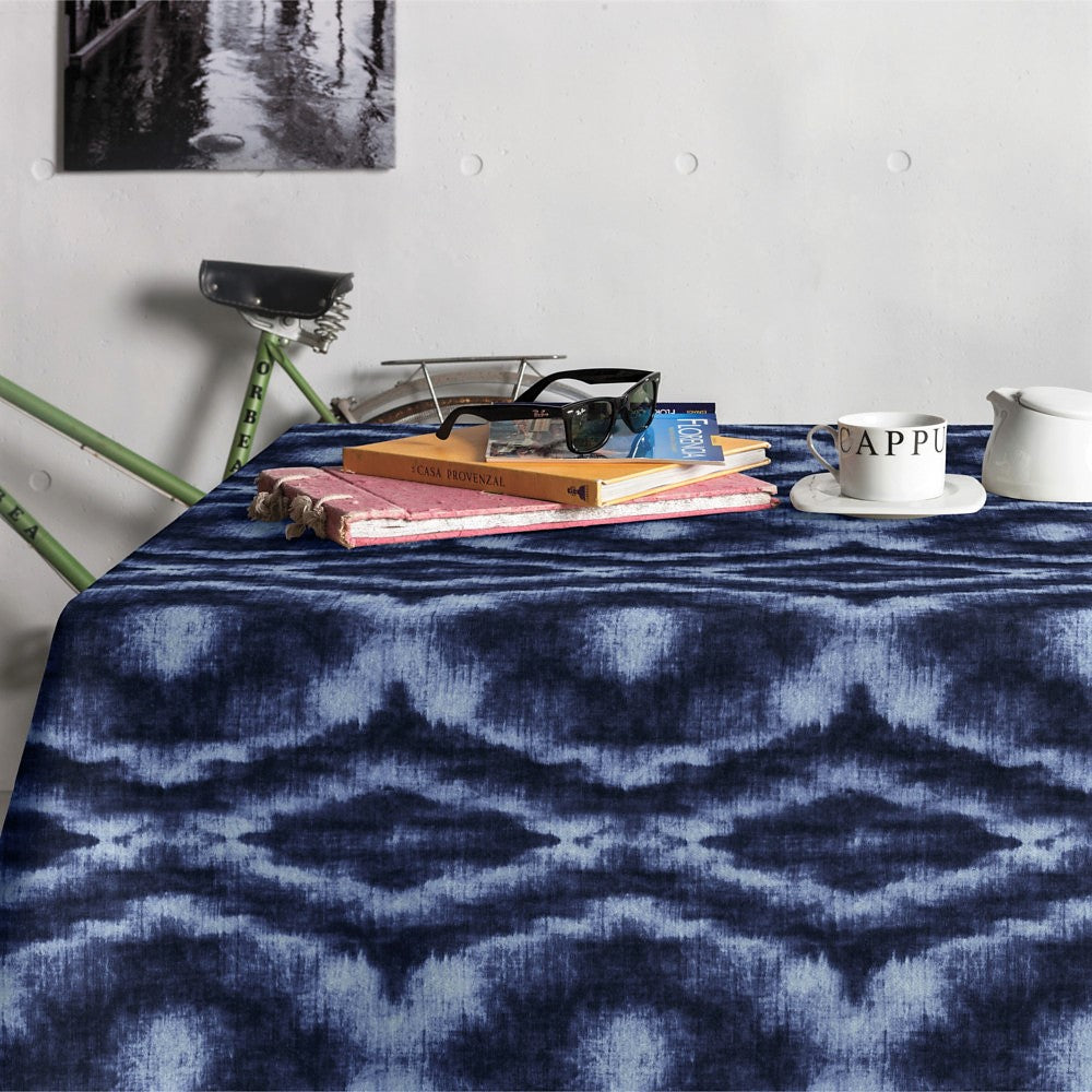 Saura Denim - akryldug med flot batikagtigt design, 140 cm