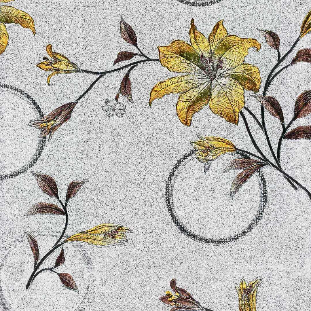 Nærbillede af Altea Metallic Yellow voksdug med gyldne julestjerner