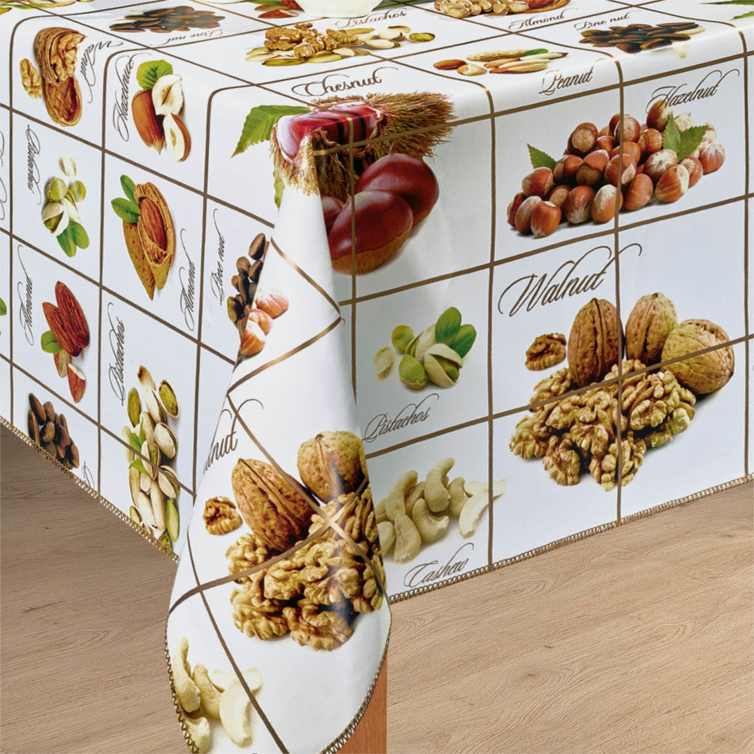 Alverdens nødder - Hvid voksdug med dejlige nødder