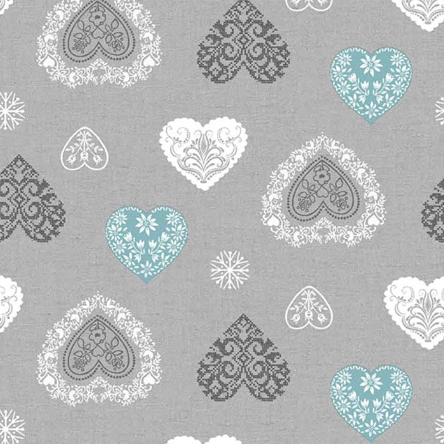 Amancy Juledug grå blå gletscherl, akryldug med antiplet, 155 cm bred