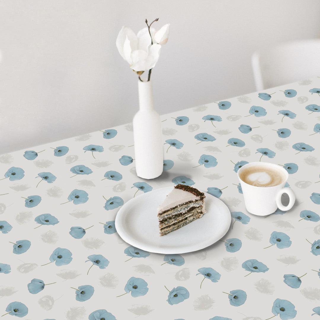 Amapolas Blue - Voksdug med fine blå valmuer