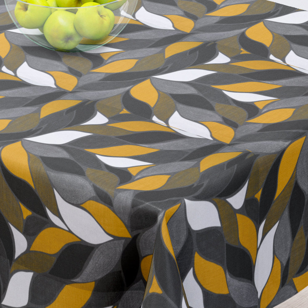 Amaya Grå - Akryldug med flot bladmotiv - 155 cm bred