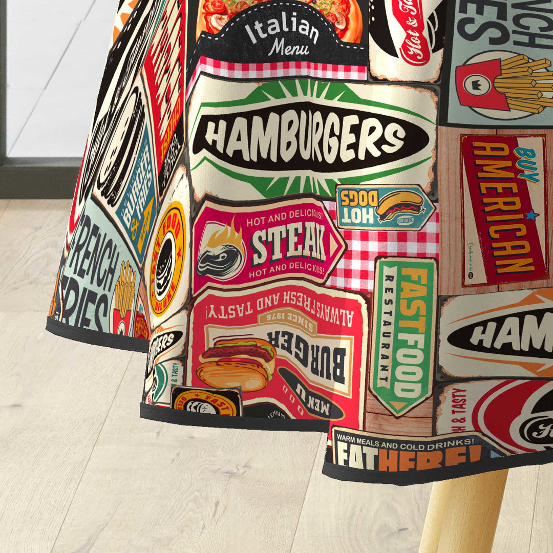 Americano - Rund voksdug med retro diner-look- næerbillede