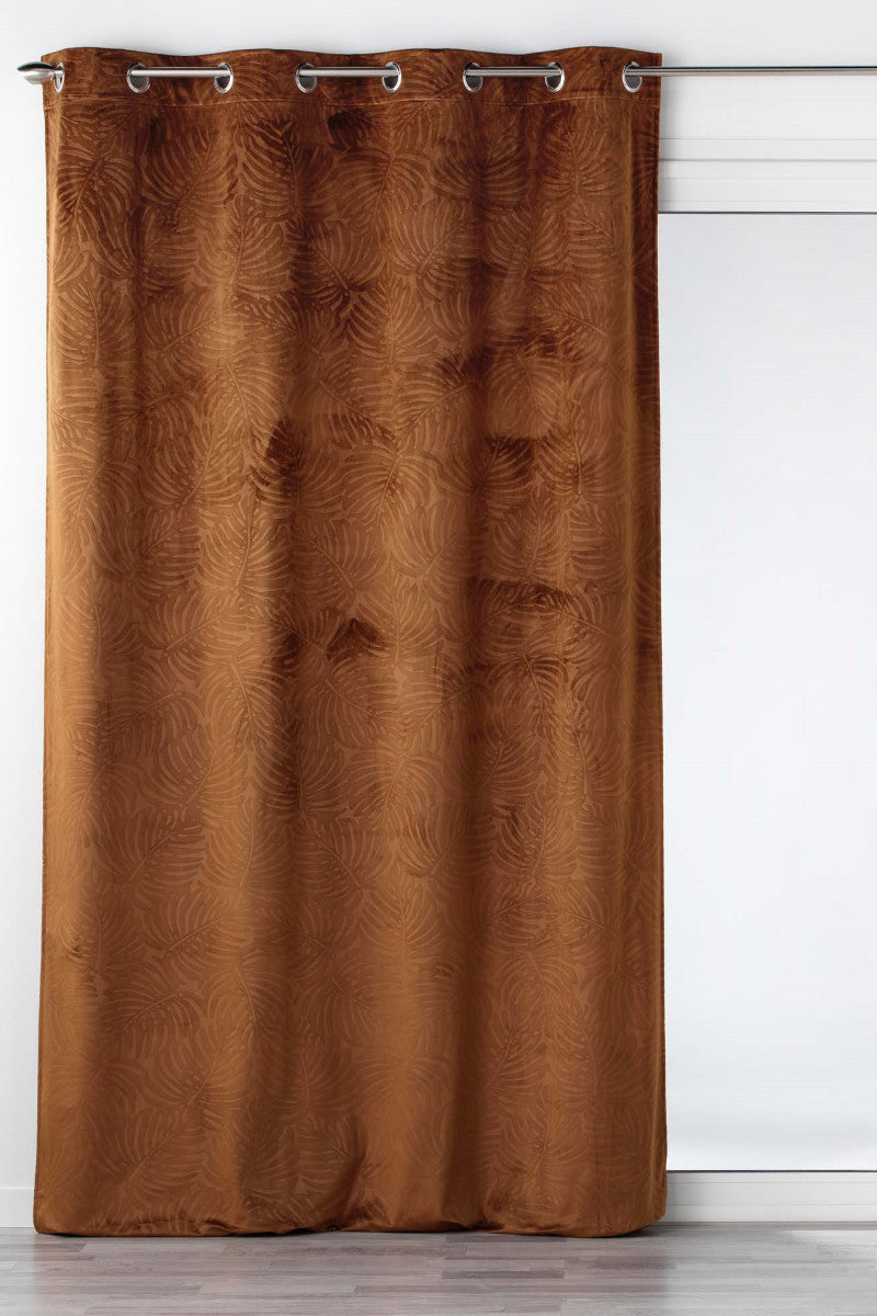 Analia Præget Velour Brun – Mørklægningsgardin 140 x 240 cm