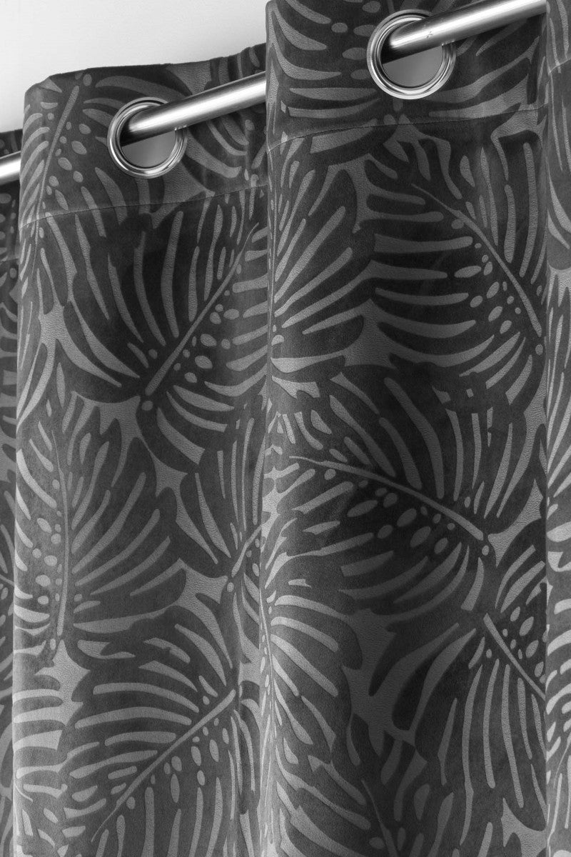 Analia Præget Velour Antracit – Mørklægningsgardin 140 x 240 cm, nærbillede