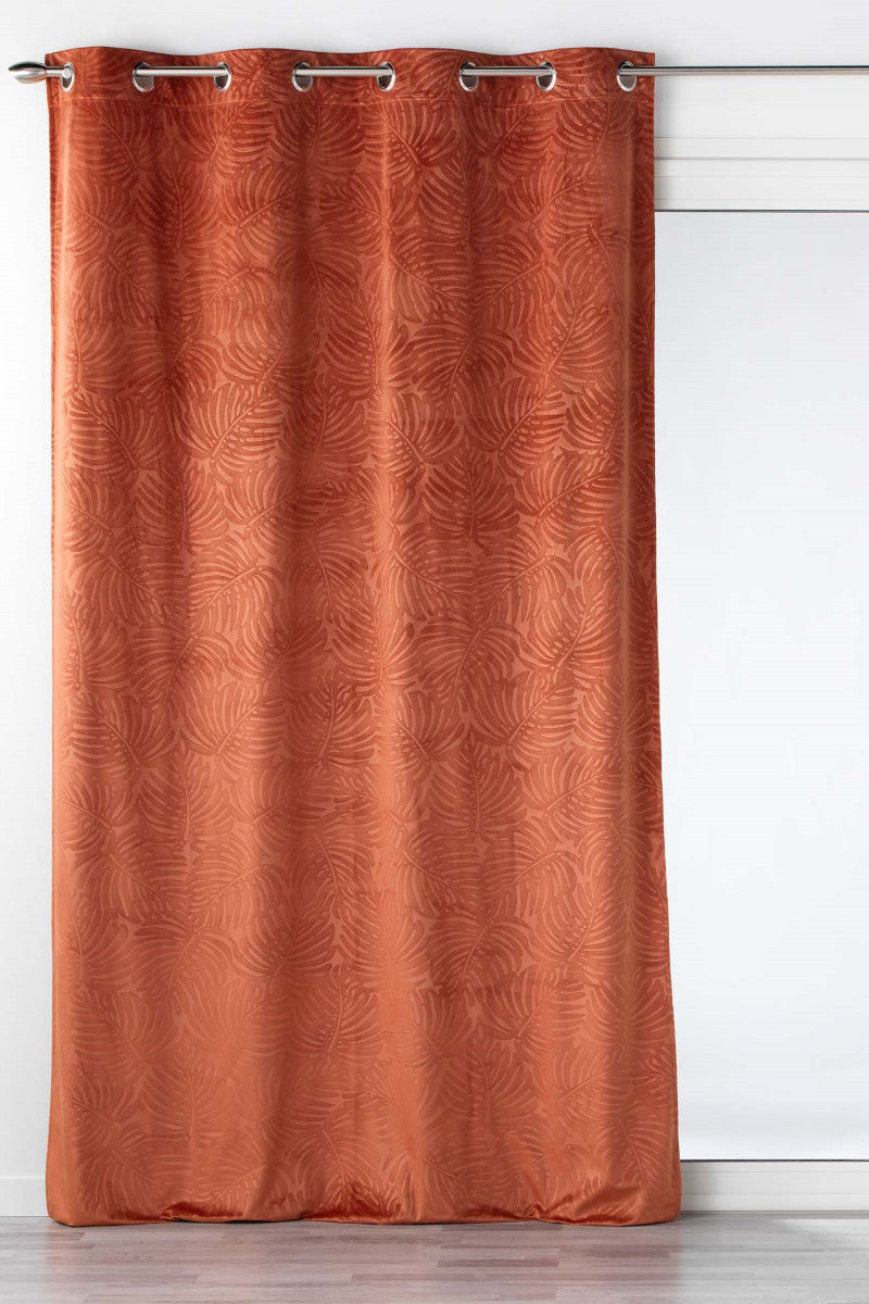 Analia Præget Velour Terrakotta Orange – Mørklægningsgardin 140 x 240 cm