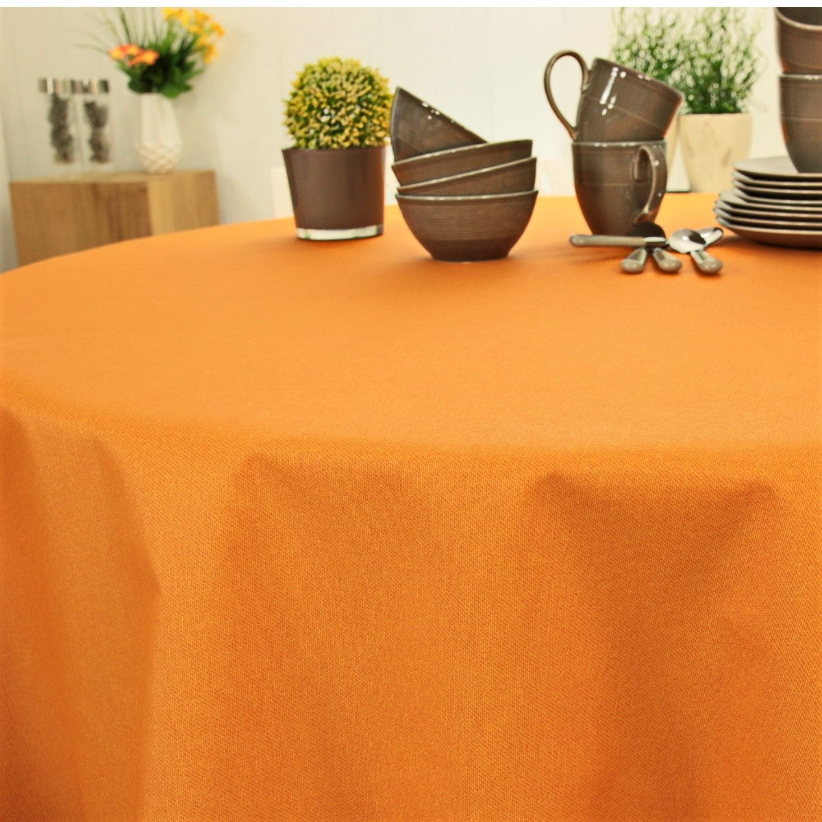 Ensfarvet rund akryldug appelsin - Dali 180 cm bred