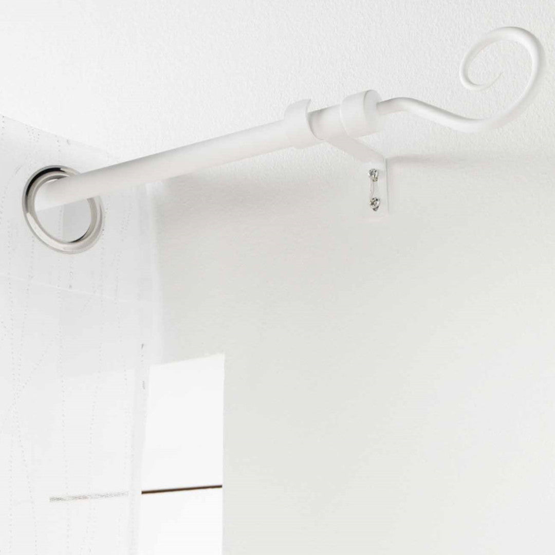 Arabesque Hvid – Justerbar Gardinstang 120–210 cm, ophæng