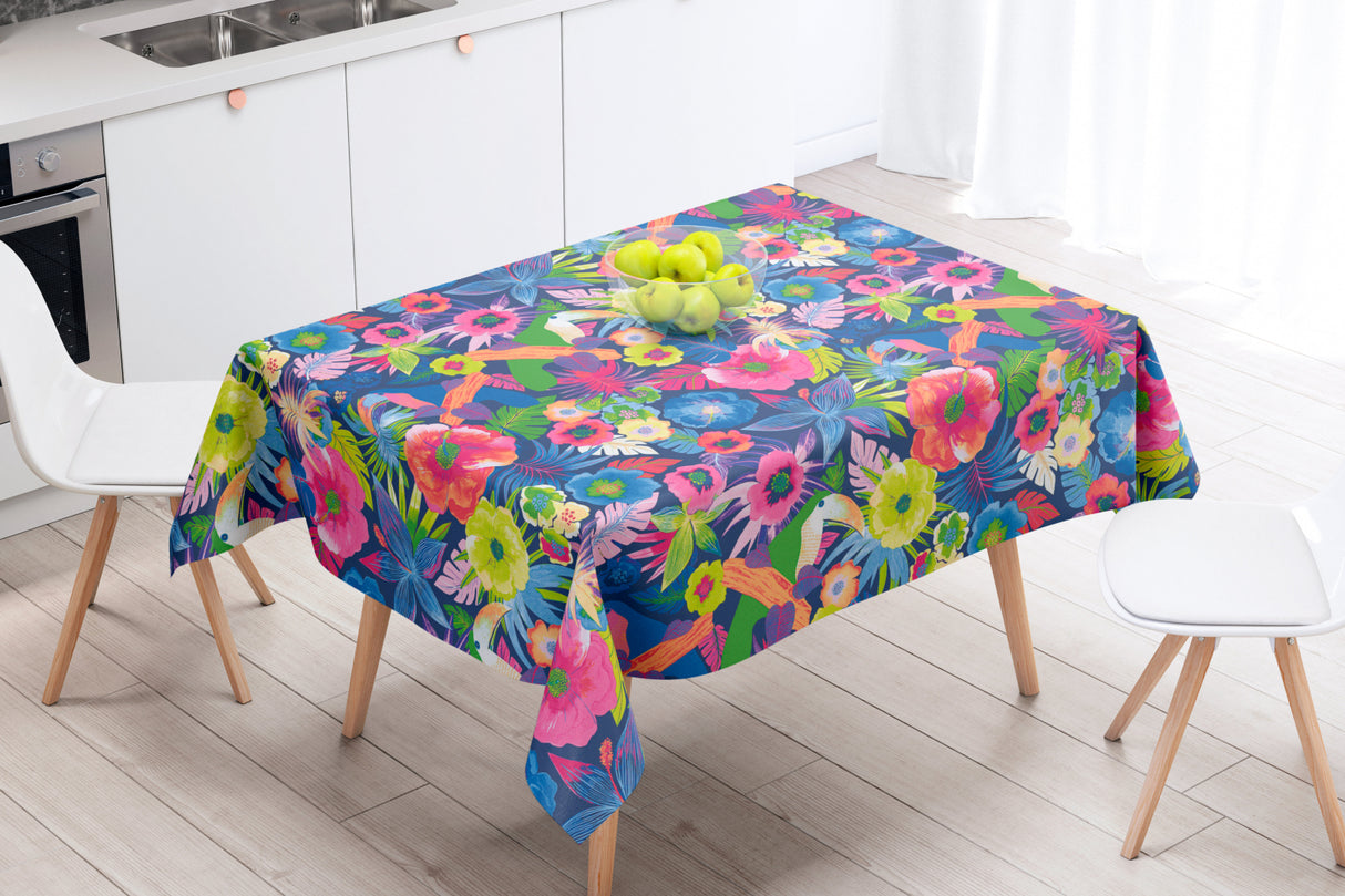 Araca Marine - Akryldug med store flotte blomster - 155 cm bred