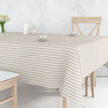 Voksdug Aria Beige/offwhite, med striber i hørlook på bord