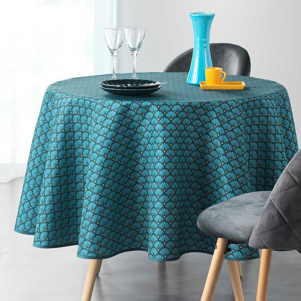 Artchic Blue Ø 180 cm, rund dug med anti-plet