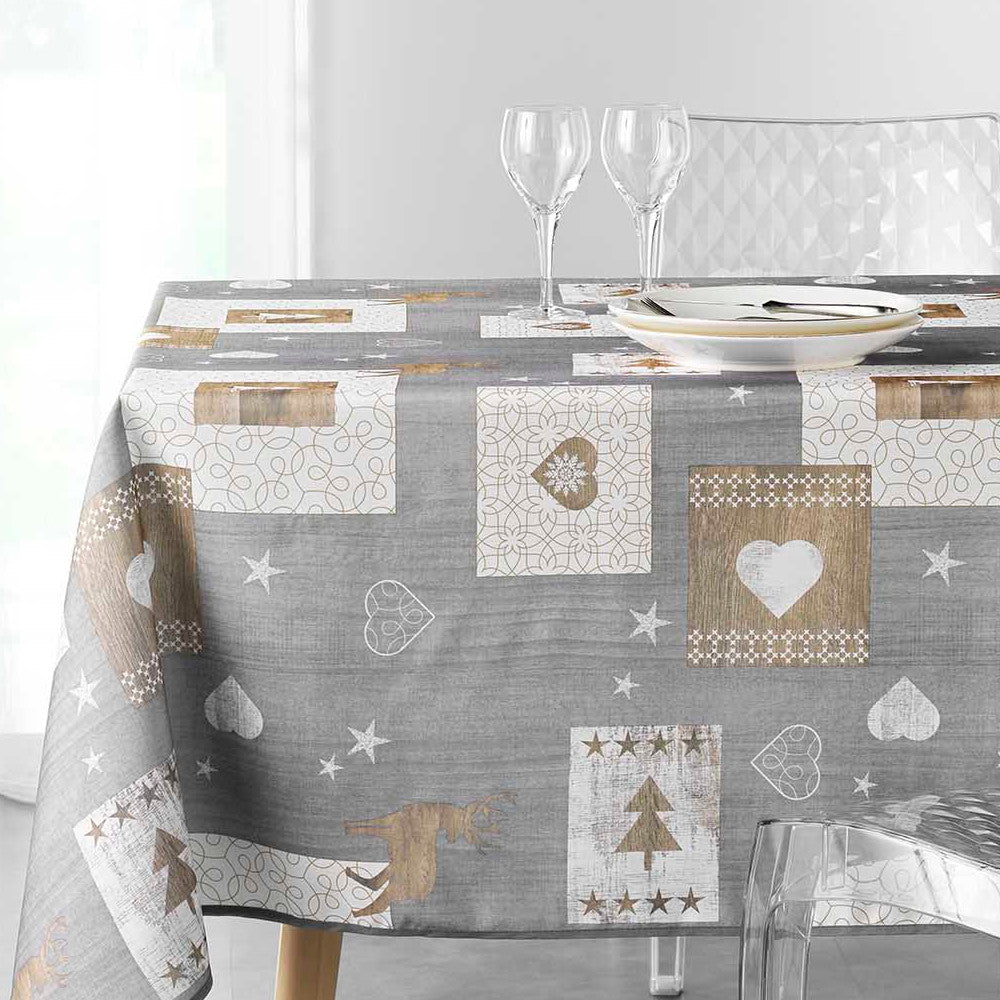 Augustin Grey - Juledug med anti-plet, 150 x 240 cm