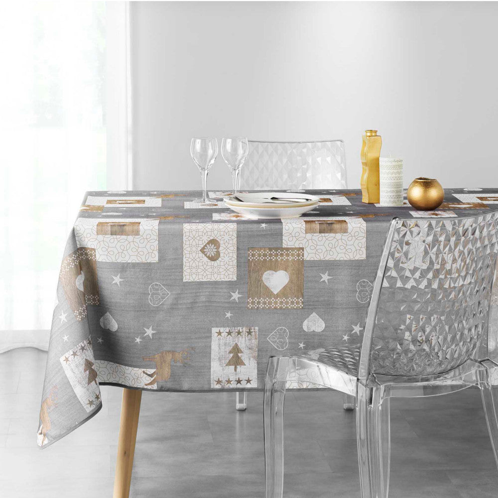 Augustin Grey - Juledug med anti-plet, 150 x 300 cm