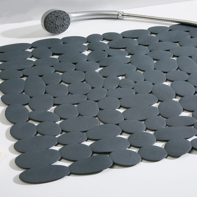 Skridsikker bademåtte med sugekopper - Marathon 35 x 71 cm, mørk grå