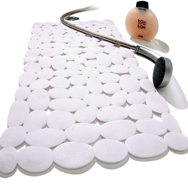 Skridsikker bademåtte med sugekopper - Marathon 35 x 71 cm, hvid