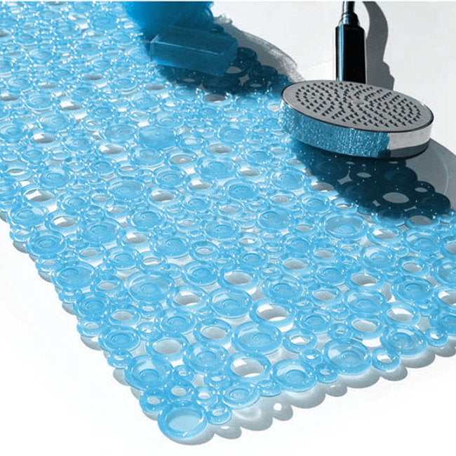 Skridsikker bademåtte med sugekopper - Rings 34 x 72 cm, lys blå